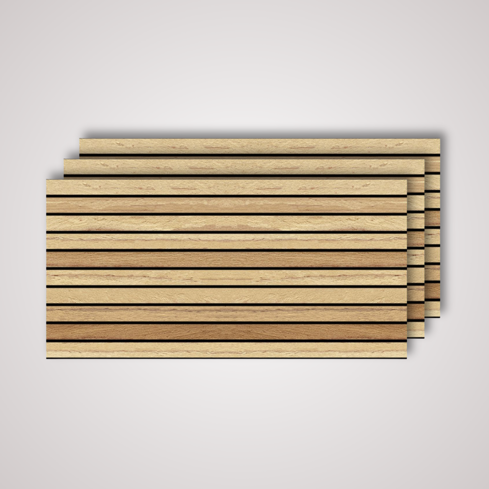 Light Oak Wood Slat Acoustic Wall Panel – 20 x 40 in (AP-05)
