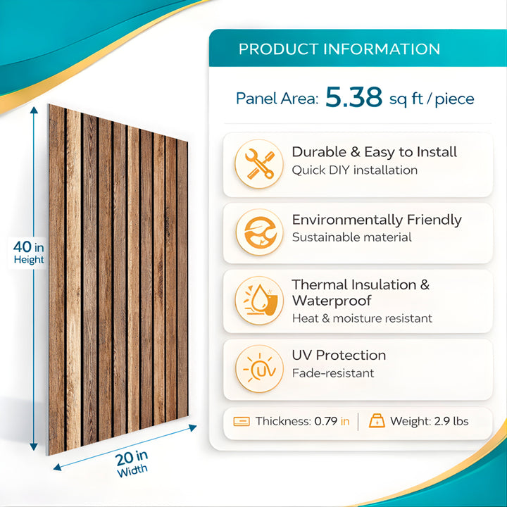 Walnut Wood Slat Acoustic Wall Panel – 20 x 40 in (AP-02) by Place It Decor