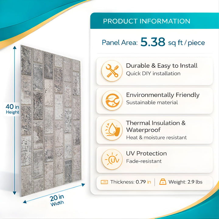 White Washed Brick Wall Panel – 20 x 40 in (T-1902) by Place It Decor