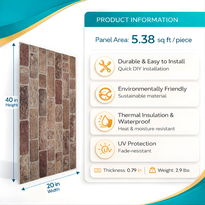 Sand Beige Brick Texture Wall Panel – 20 x 40 in (YSL-1901) by Place It Decor