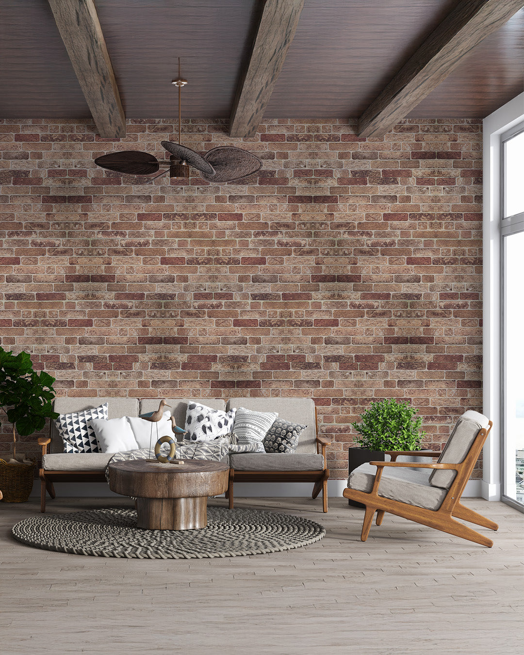Sand Beige Brick Texture Wall Panel – 20 x 40 in (YSL-1901) by Place It Decor