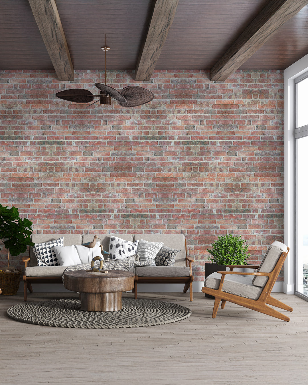 Vintage Red Brick Texture Wall Panel – 20 x 40 in (YSL-1902) by Place It Decor