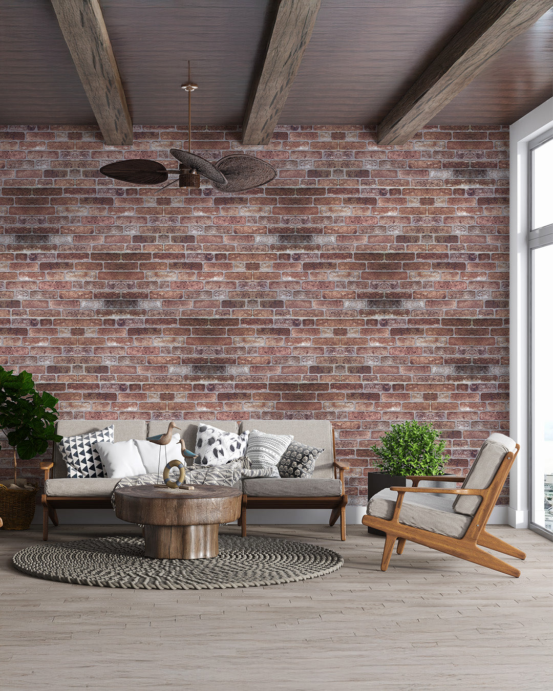 Warm Brown Brick Texture Wall Panel – 20 x 40 in (YSL-1907) by Place It Decor