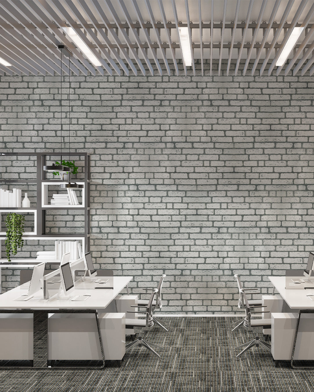 White Brick Tile Wall Panel – 20 x 40 in (YSL-1948) by Place It Decor