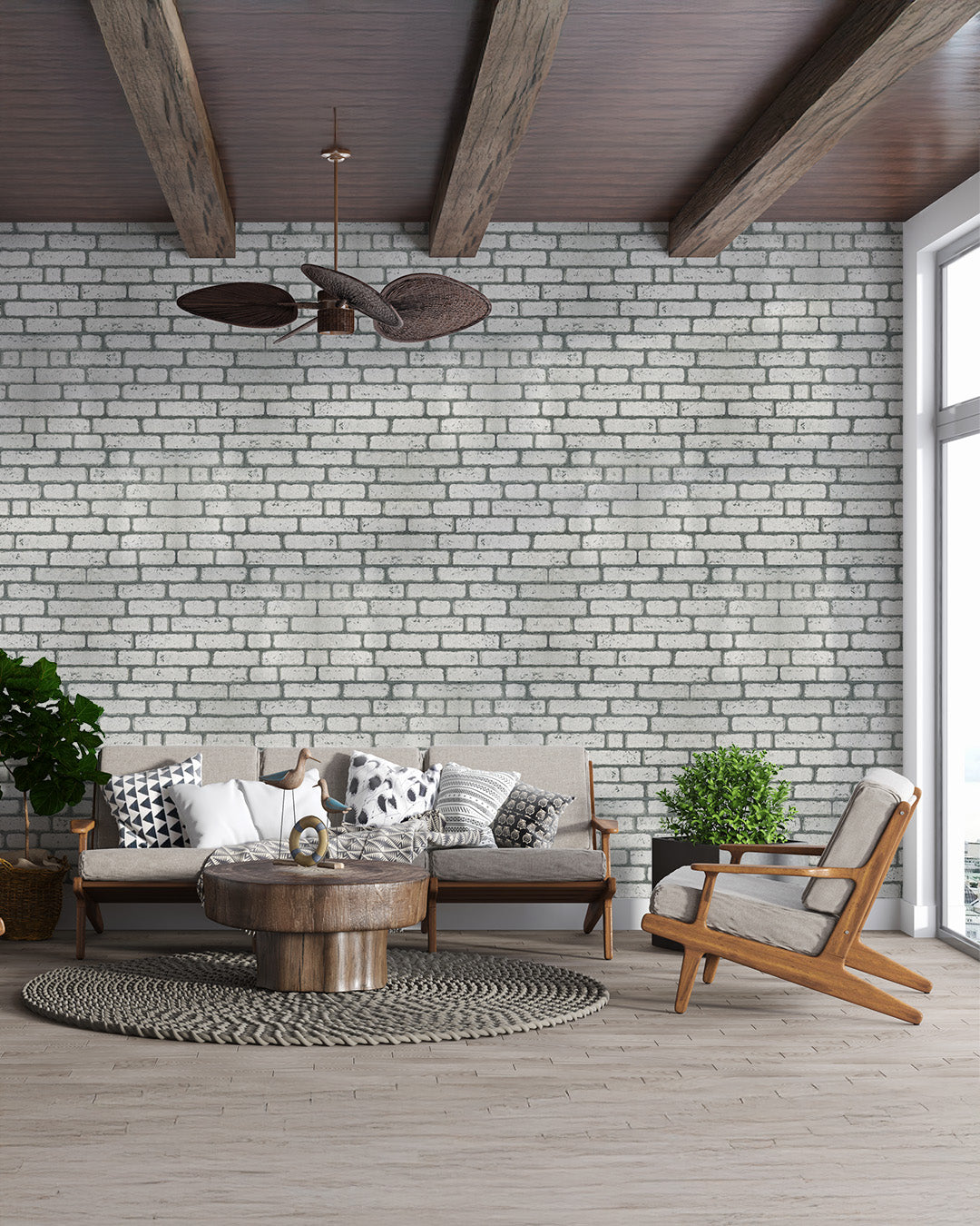 White Brick Tile Wall Panel – 20 x 40 in (YSL-1948) by Place It Decor