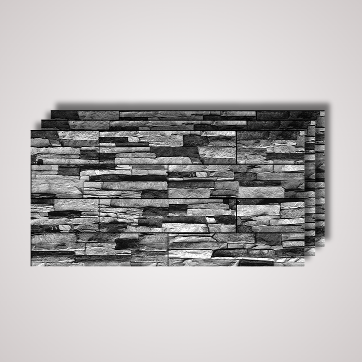 Charcoal Stacked Stone 3D Wall Panel – 20 x 40 in (KT-214) by Place It Decor