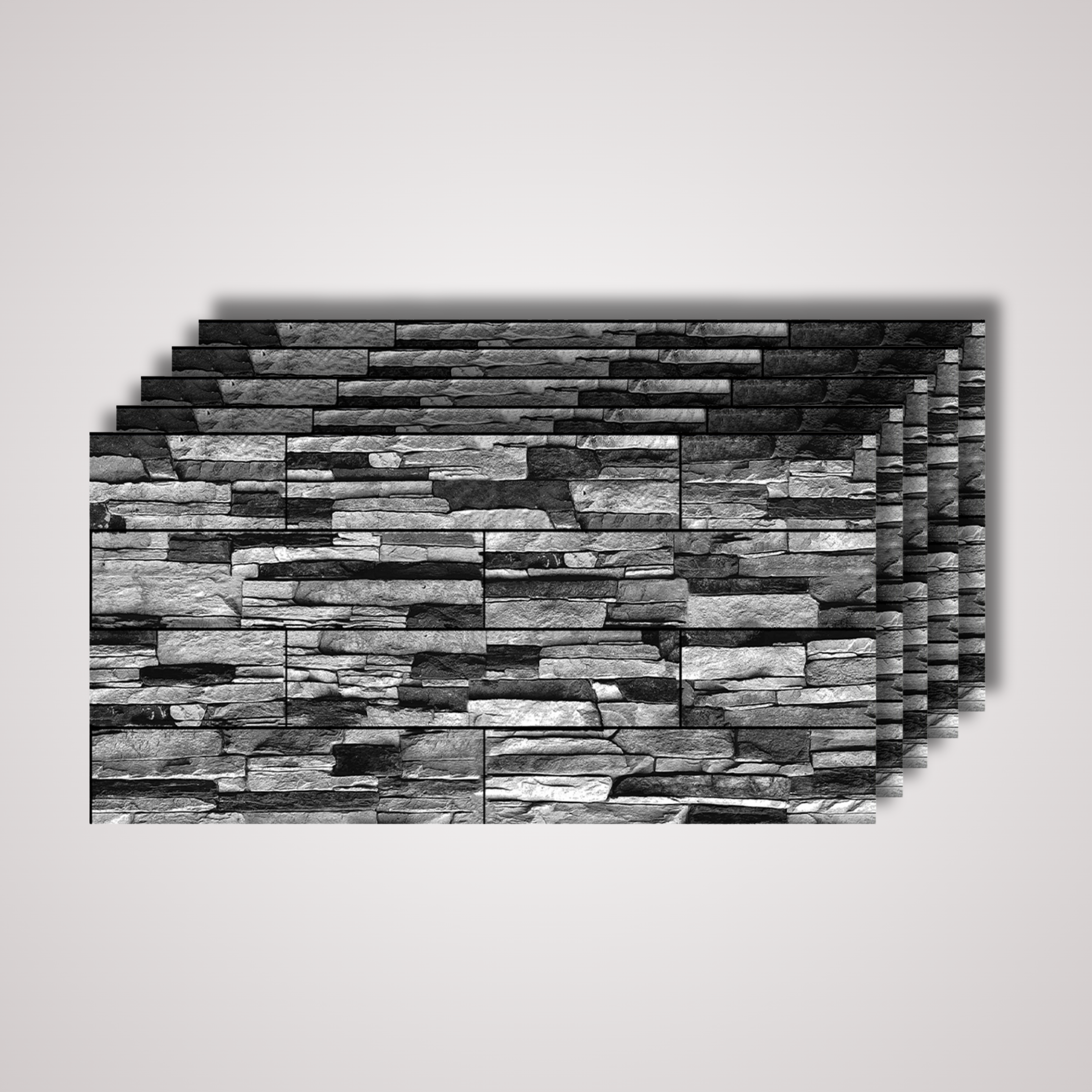 Charcoal Stacked Stone 3D Wall Panel – 20 x 40 in (KT-214) by Place It Decor