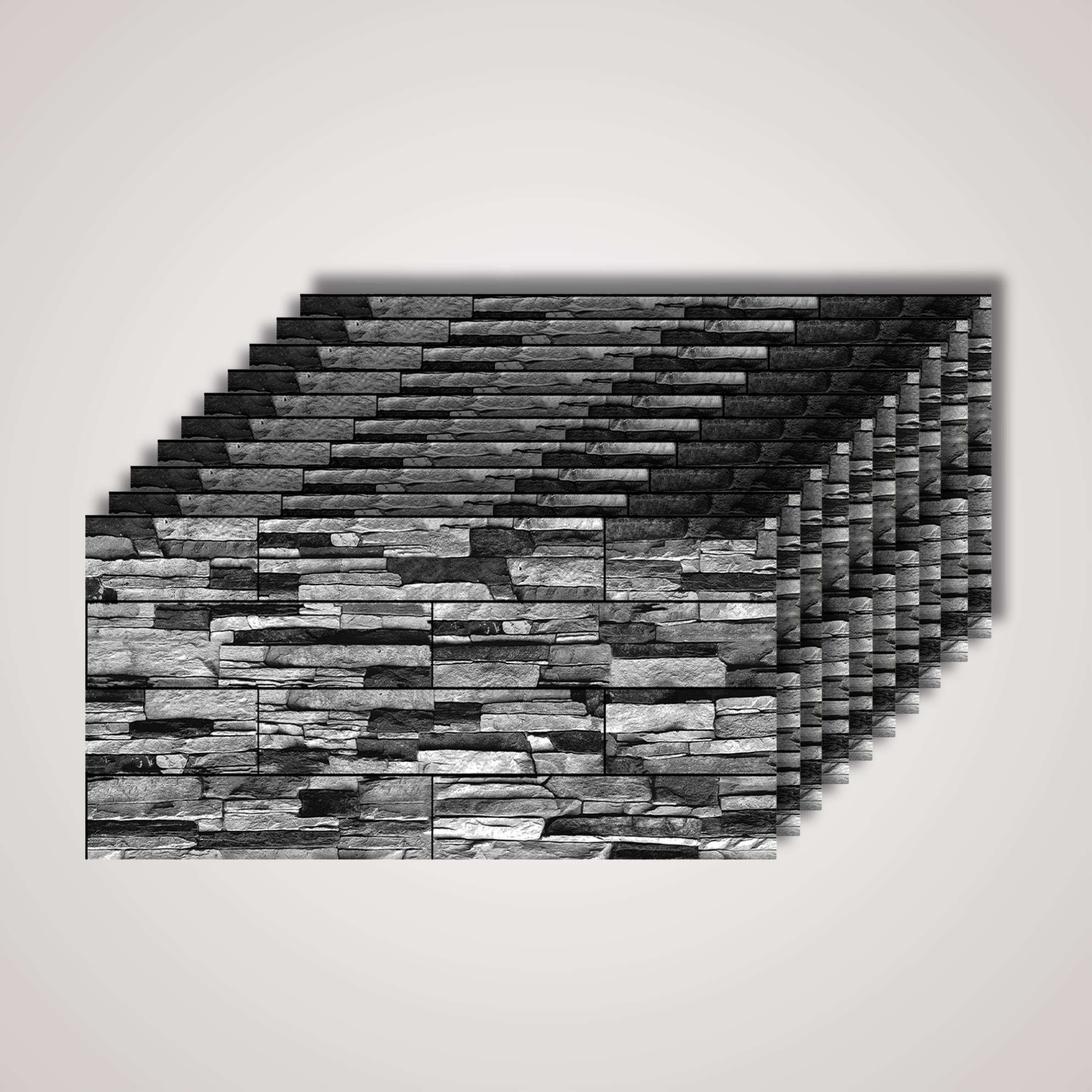Charcoal Stacked Stone 3D Wall Panel – 20 x 40 in (KT-214) by Place It Decor