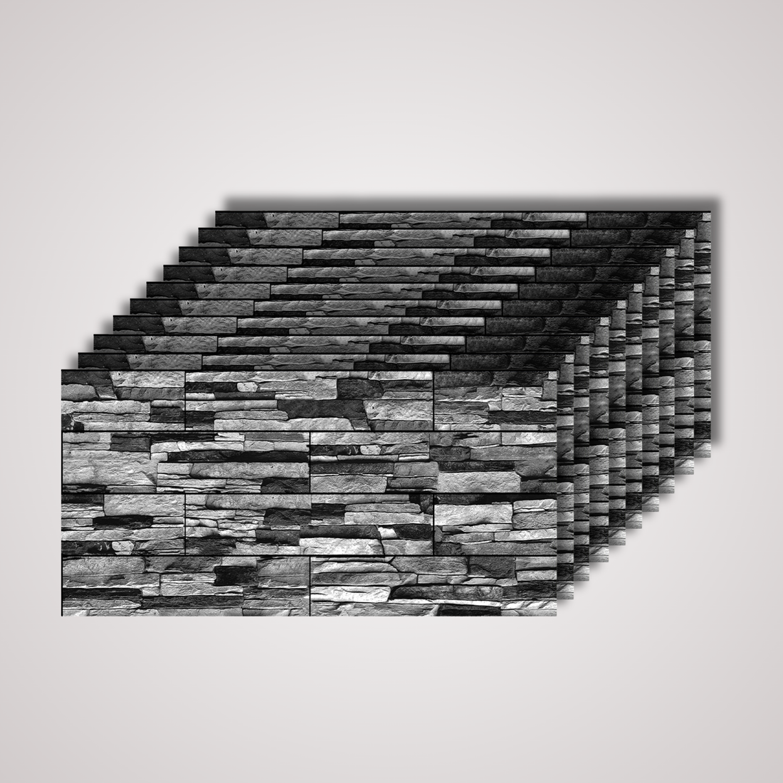 Charcoal Stacked Stone 3D Wall Panel – 20 x 40 in (KT-214) by Place It Decor