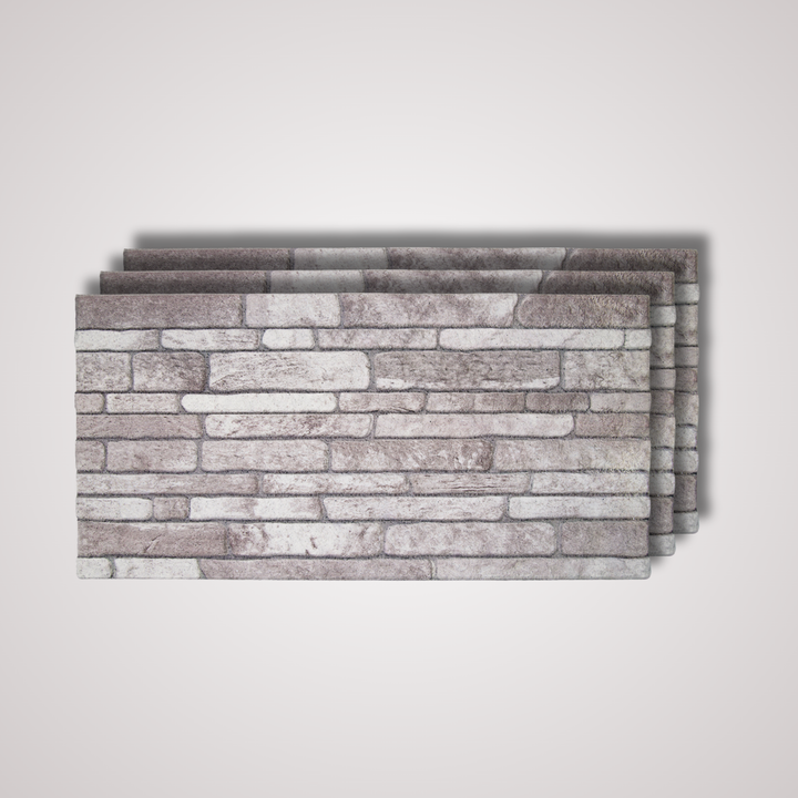 Light Gray Stacked Stone 3D Wall Panel – 20 x 40 in (N-04) by Place It Decor